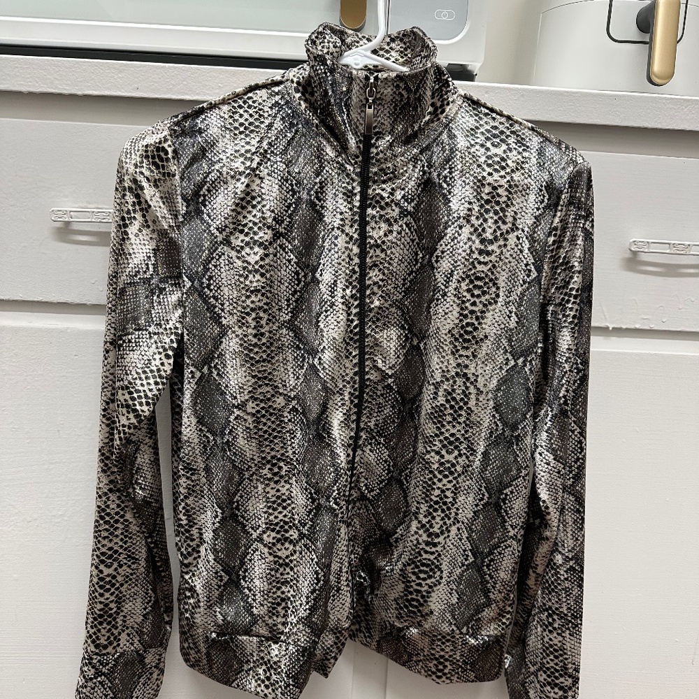 Vintage 90s Mirror Image Snake Print Velour Zip Jacket Size Small